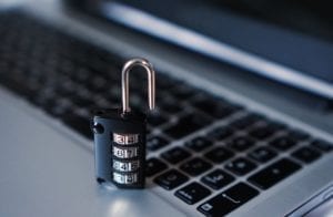 a combination lock on a laptop computer